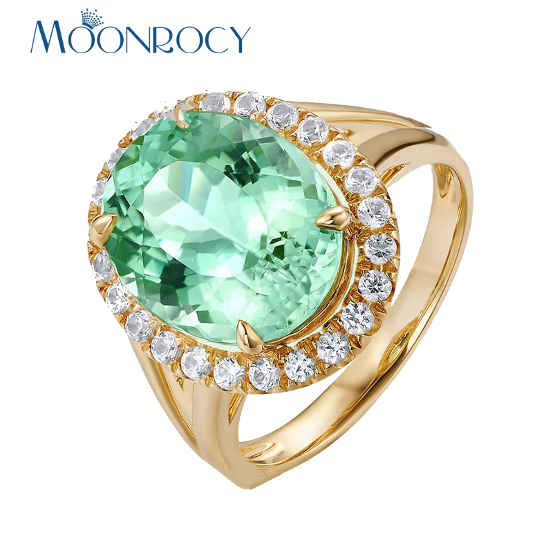 

MOONROCY Green Crystal Ring Oval Cubic Zirconia Party Crystal Ring for Women Girls Gift Drop Shipping Jewelry Wholesale