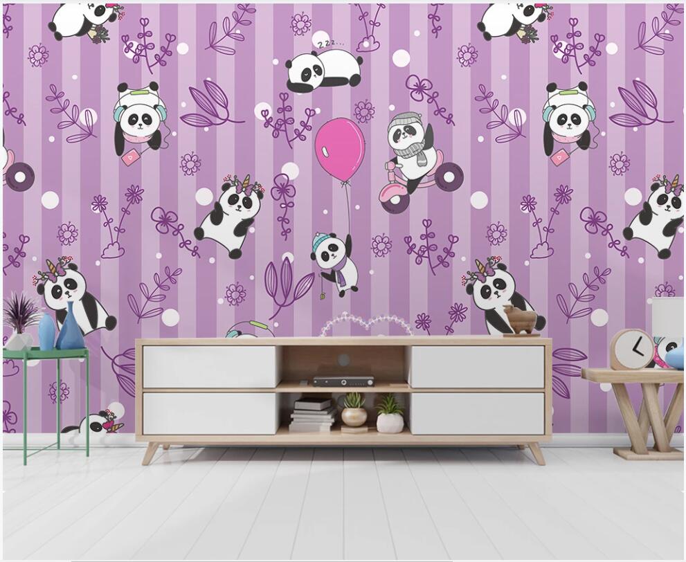 

3d wallpaper custom photo mural on the wall Cartoon hand drawn panda balloon children room home decor photo wallpaper for walls 3 d, Non-woven