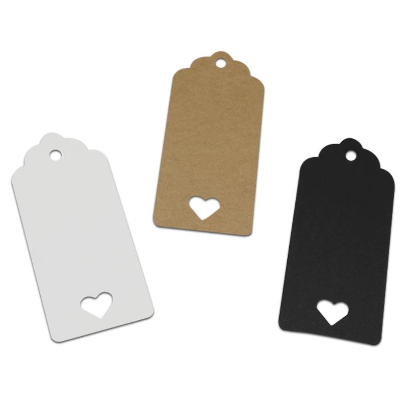 

4*9cm Kraft Paper Label Wedding Party Gift Greetings Card Swing Tags Scalloped Head Label With Heart Hollow Out Price Hang Tag