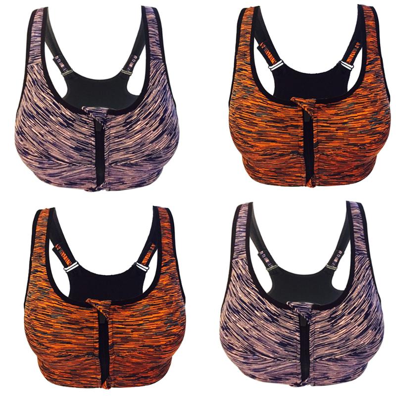 

Sports Bra Women Zipper Push Up Yoga Bra Fitness Top Athletic Running Shockproof Padded Active Wear Gym Vest Yoga Bh Sport Tops, Purple