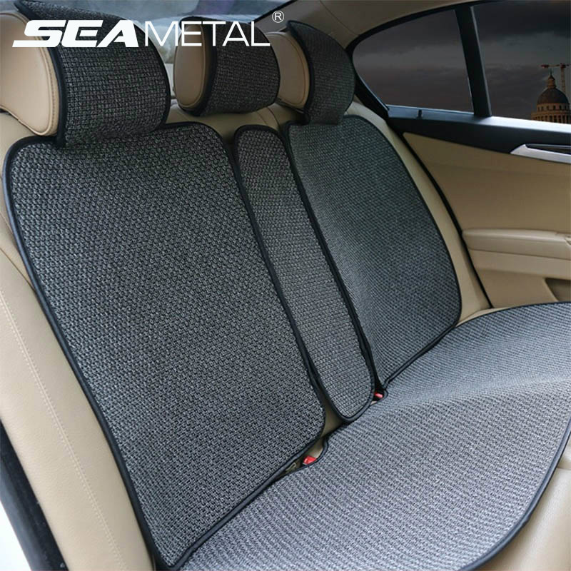 

Car Accessories Car Front Rear Seat Cover Flax Fabrics Seat Covers Universal Four Season Auto Cushion Protection Cover