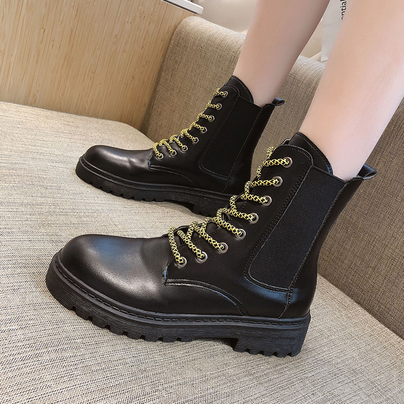 

College Girls ankle boots daisy lace up boots women chic riding ladies shoes embroider flower stretch sock botas mujer2020, Black daisy