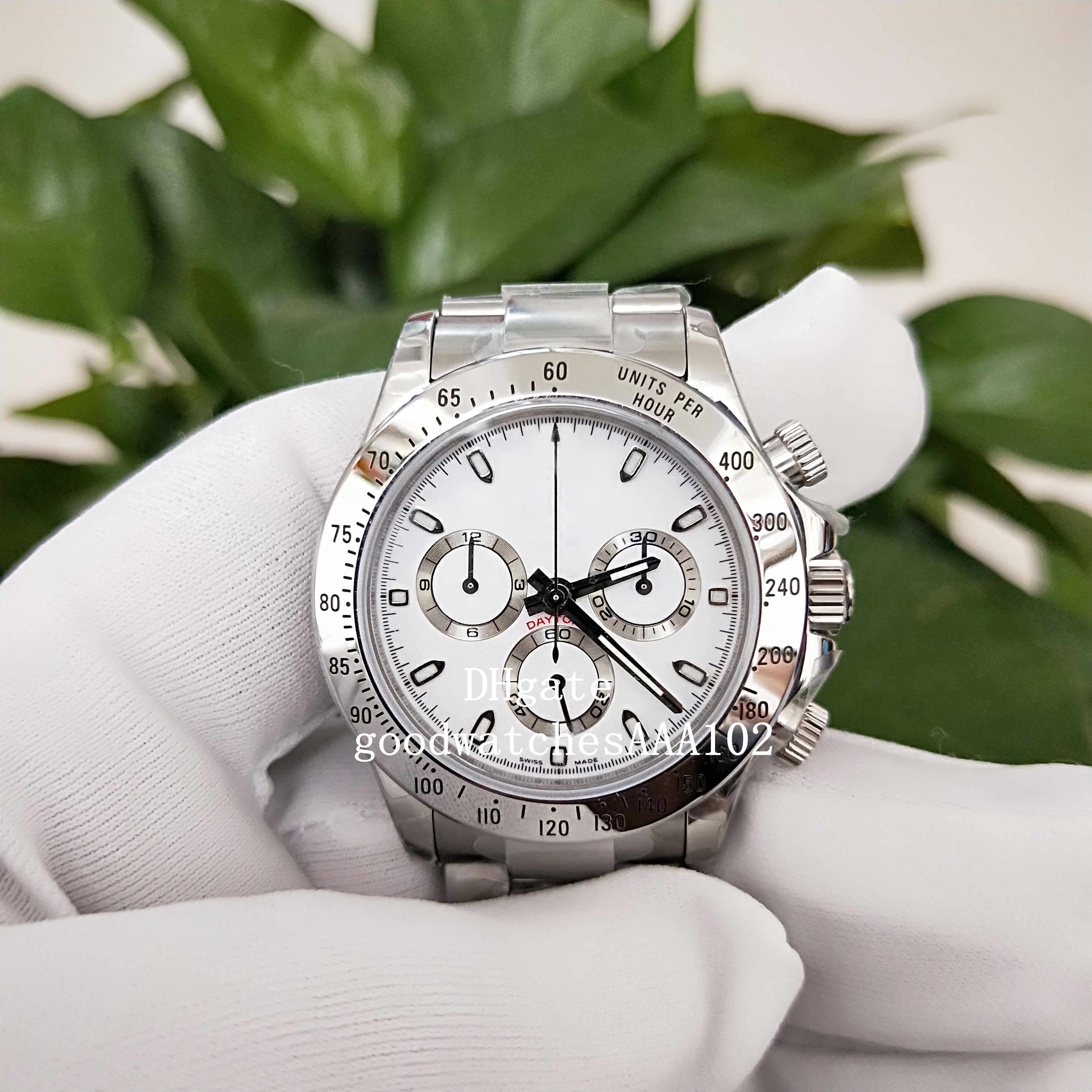 

2021 Top High Quality Mens 40mm White Dial Stainless Steel Chronograph BP 7750 Movement Automatic Mens Watch Watches