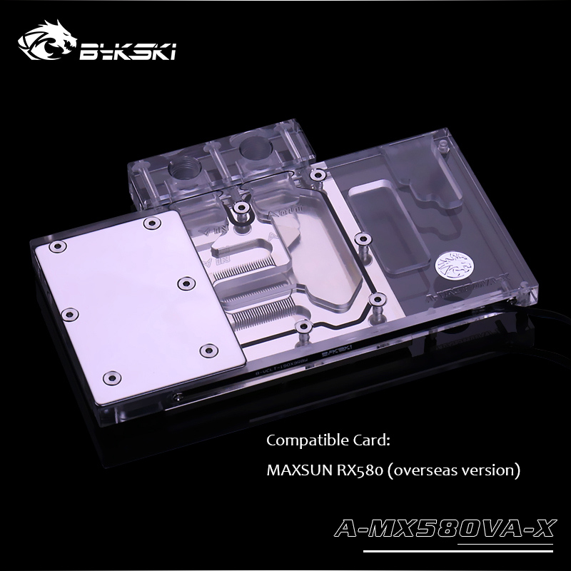 

Bykski GPU water cooling block for MAXSUN RX580 overseas version VGA copper radiator, 3pin 4pin interface lighting A-MX58OVA-X