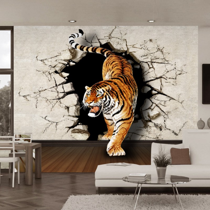 

Dropship Wallpaper 3D Stereo Tigers Wall Mural Backdrop Living Room Bedroom Lobby Wallpaper Custom Studio Mural, As pic
