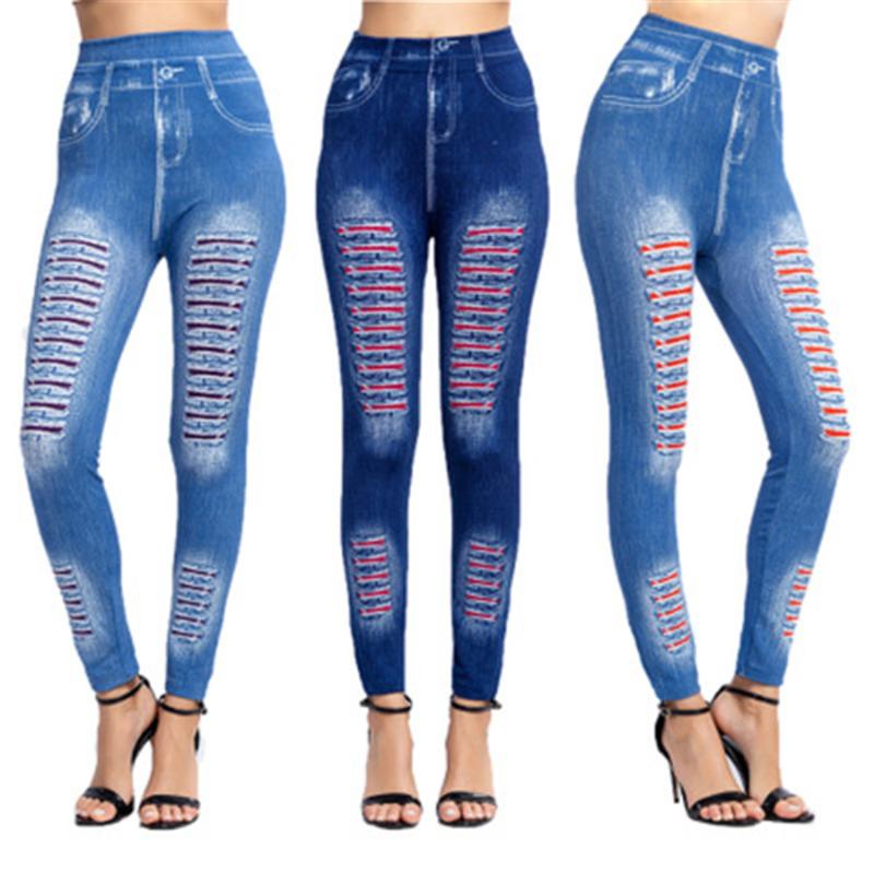 

2020 Sexy Imitation Jeans plus size women Leggings Female Seamless High waist Pencil pants Fitness Elastic Sport Casual Leggins, 05