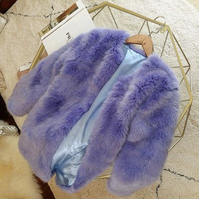 

Gentle Purple Faux fur Coat Women Winter Plush Long Loose Fur Coat