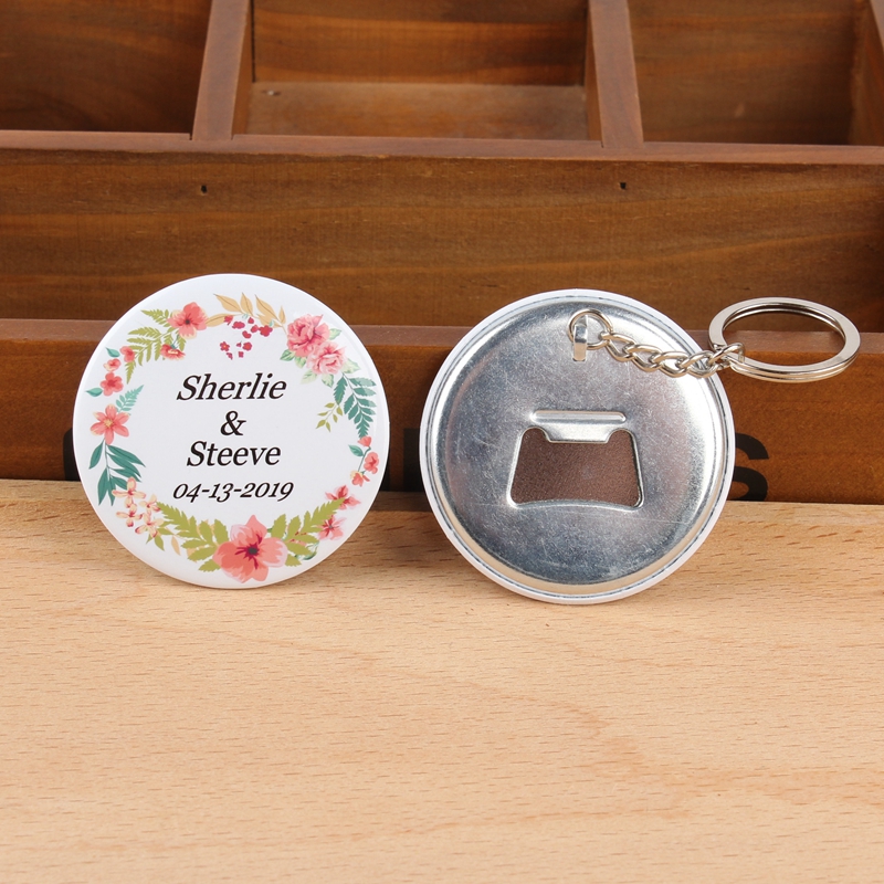 

50pcs custom logo Personalized name & date Bottle Opener with Keychain wedding favors and gifts for guest wedding decoration