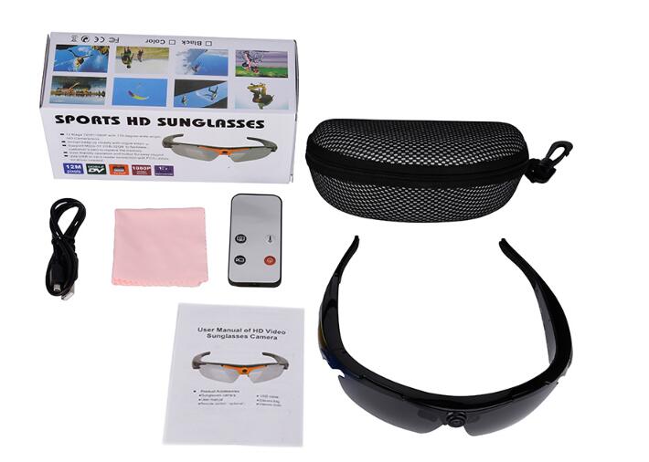 

HD 1080P Sunglasses Fashion Sport Camcorder Digital Audio Camera Video DVR Cam Recorder For Outdoor with Remote Controller, Orange