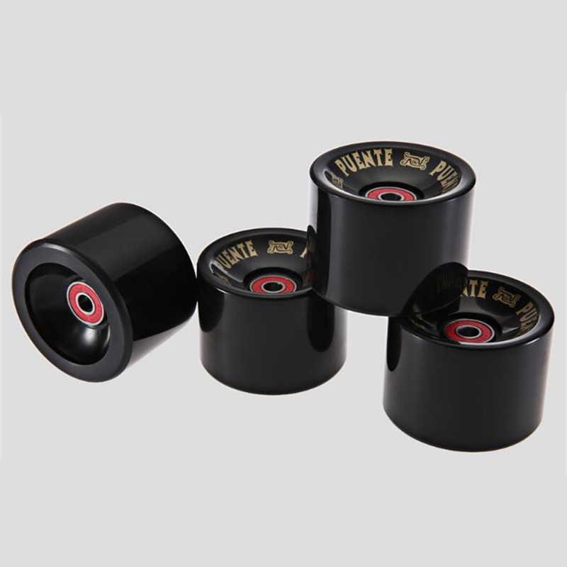 

4 pieces Longboard Wheel + ABEC-9 Bearing 70mm 51mm Skateboard Tyre abec9 608 bearings Ruedas Skate Board Roller 82A 70X51mm, 4 black wheels