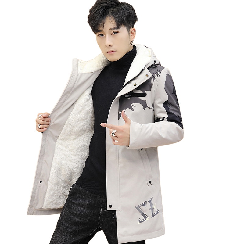 

Men's down jacket men and women 2020 new stitching in the long section of the Korean version of handsome handsome coat thick winter coat, Black