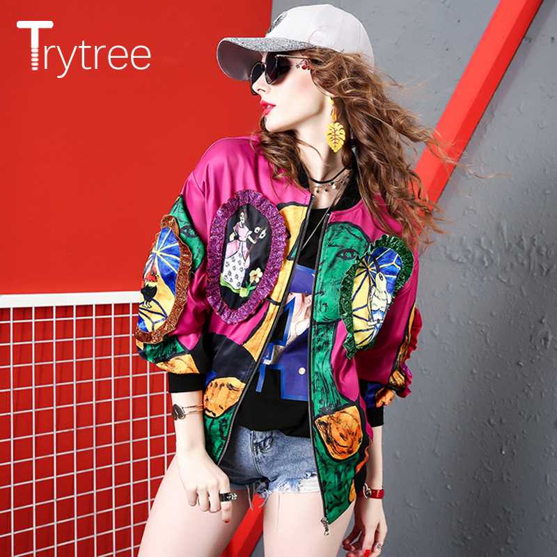 

Trytree Autumn Winter Woman Casual O-neck Coat Zipper Cartoon Anime Fashion Loose High Street All-Purpose Style Jackets Coat, Pink