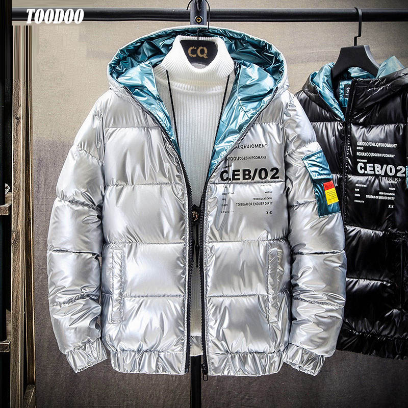 

2020 Newest Fashion Thick Cotton Men Coat Hood Jacket Relax Cut Thick man tops hot selling male Casual winter outwear coats, Silver no words