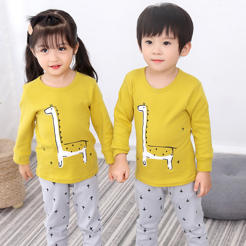 

Children's Pajamas New Autumn Long-sleeved T shirt Pant Clothes Set Kids Pyjamas Boys Girls Pajamas Baby Infant Cotton Sleepwear, Vest set