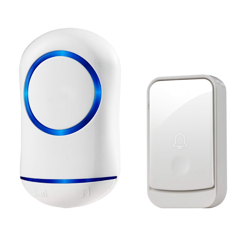 

Waterproof Wireless Doorbell Chime Kit With Led Light, 1 Receiver And 1 Push Button, Operating At 650-Feet Range With 45 Chimes