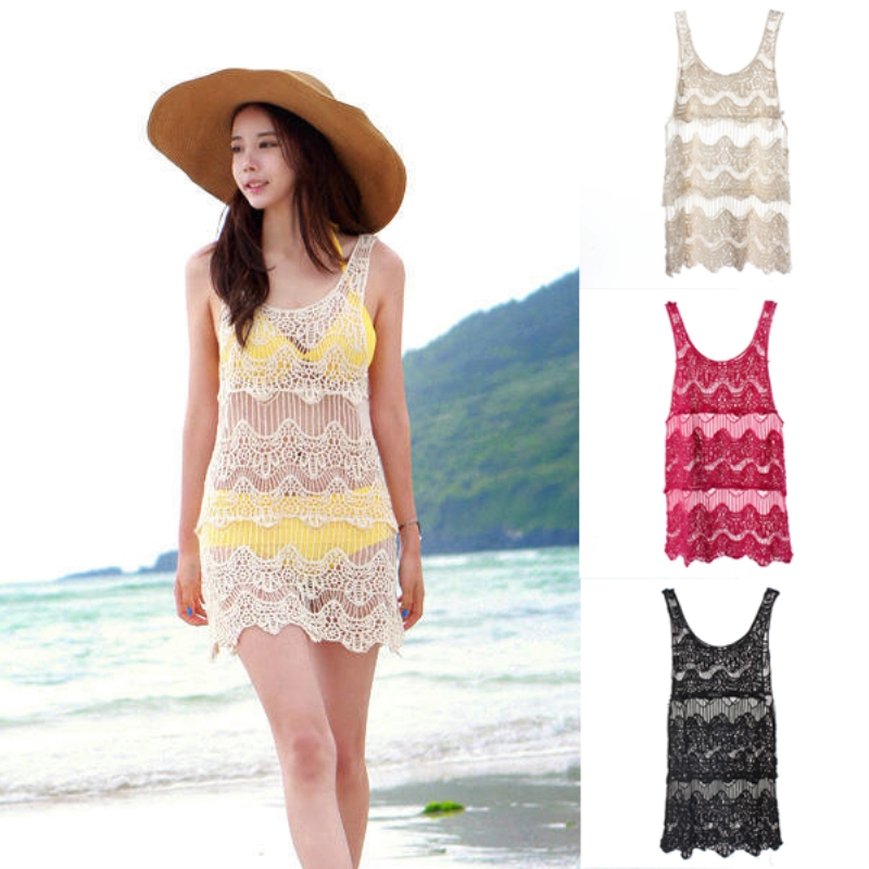 

Summer Women Sexy Bikini Cover Tassel Lace Hollow Swimsuit Blouse Beach Swimming Suit Spa Cover Up S, White