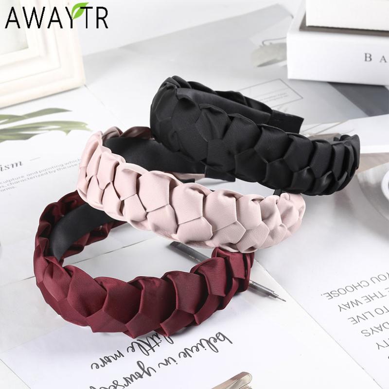 

AWAYTR Bohemia Braid Hairband Women Satin Fabric Knotted Headband Vintage Twist Turban Wide Hair Band Hair Girls Accessories