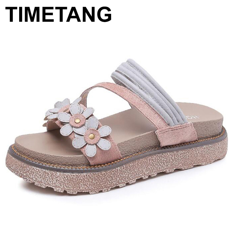 

TIMETANGWomen's Slippers New Flat Beach Sea Thick Crust Muffin Bottom Briefs Comfort Word Slipper Flower Sandals Student Shoes, Khaki 1