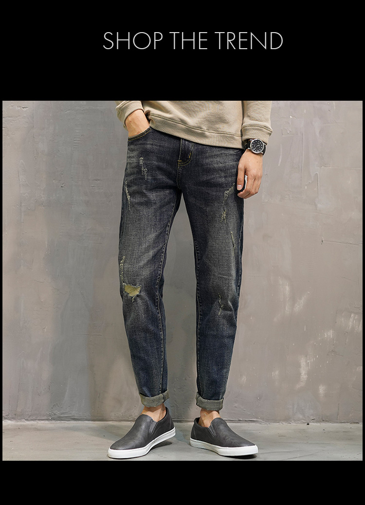 

Small straight male tide cultivate one's morality pants, Dark blue