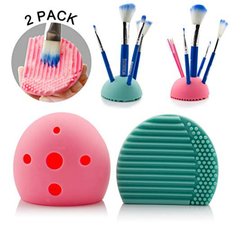 

Wholesale Egg Shape Silicone Makeup Brush Cleaner with Hole Cosmetic Brushes Holder Makeup Brush Cleaning Washing Scrubber