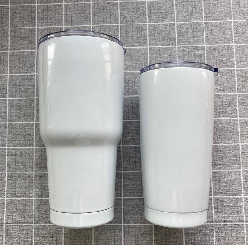 

30oz Blank Sublimation Coating Tumblers Sports cup Stainless Steel Double Wall Vacuum Travel Mug with Lid SEA SHIPPING CCA12482 50pcs, White
