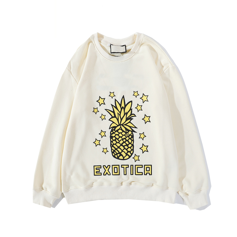 

pineapple print sweatshirt for men women italy style casual fashion letter print hoodis pullover 20fw sweatshirt asian size m-2xl, Black