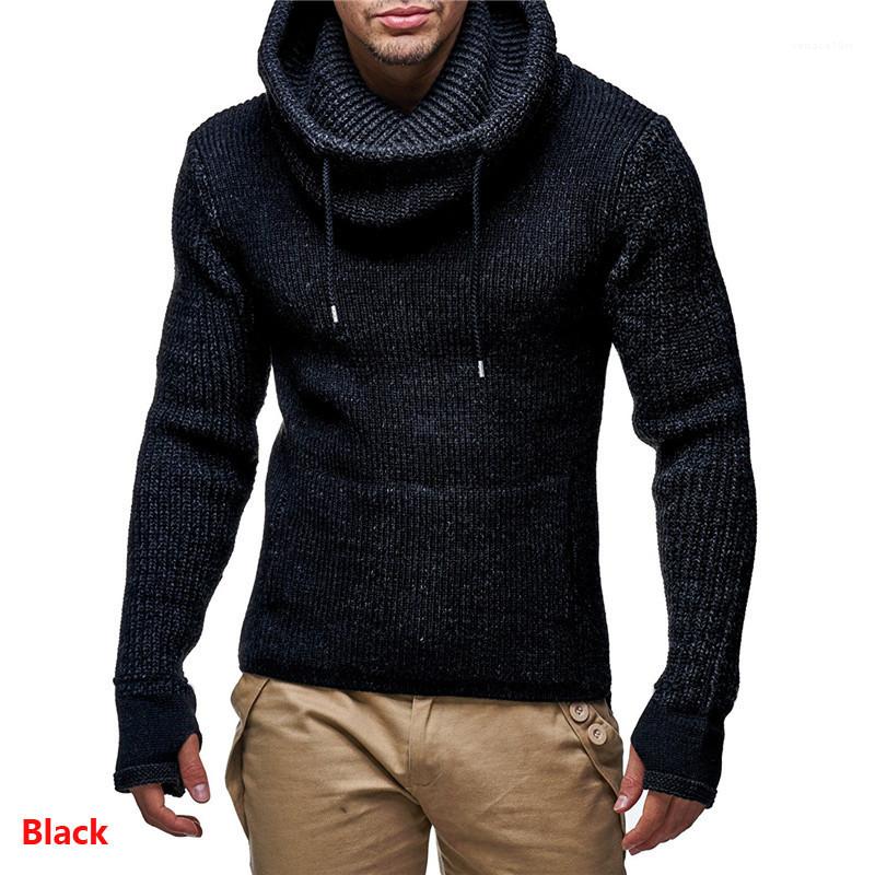 

Designer Sweaters Fashion Solid Color Warm Thick High Collar Mens Sweaters Casual Males Clothing Ugly Christmas Mens, Black