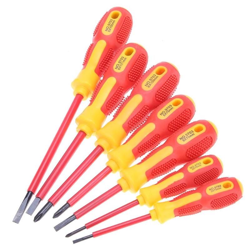 

7Pcs Insulated Screwdriver Set Withstand Voltage 1000V Precision Magnetic Slotted For Electrician Repair Hand Tool Kit