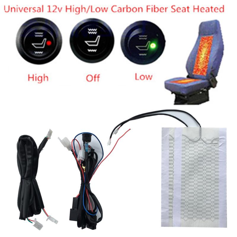 

12V universal carbon fiber seat heating heater pad car heater round switch heated seat cover warm support Autumn winter