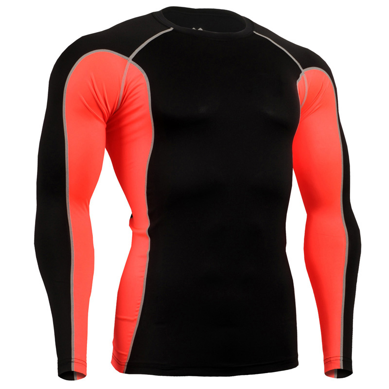 

long sleeve running t shirt men skin compression shirt mens fitness sports tights men bodybuilding clothes male gym shirts, Beige