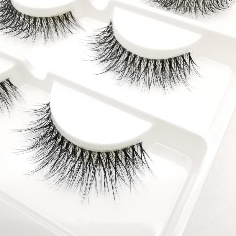 

HBZGTLAD 3pairs Invisible Band Transparent 3D Lashes Natural Long Wispy False Eyelashes +tweezers