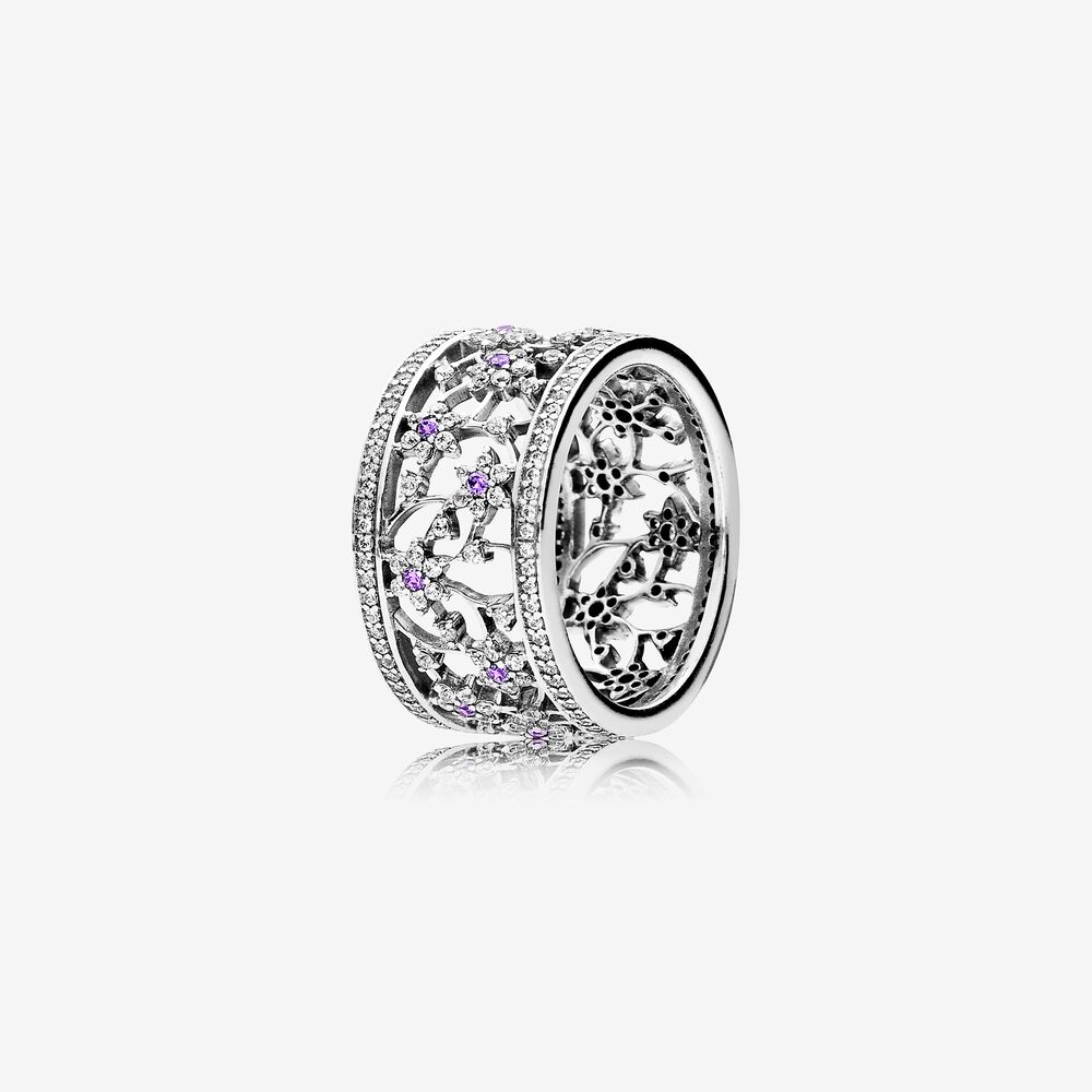 

New 925 Sterling Silver Forget Me Not Ring With Purple Crystal & CZ For Women Wedding & Engagement Rings Fashion Jewelry Free Shipping
