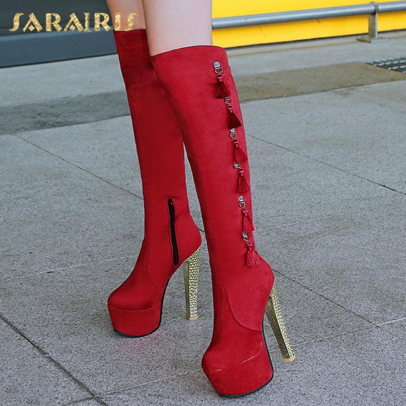 

Brand New Big Size 48 Platform Extreme High Heels Sexy Party Fashion Winter Boots Women Shoes Female, Black