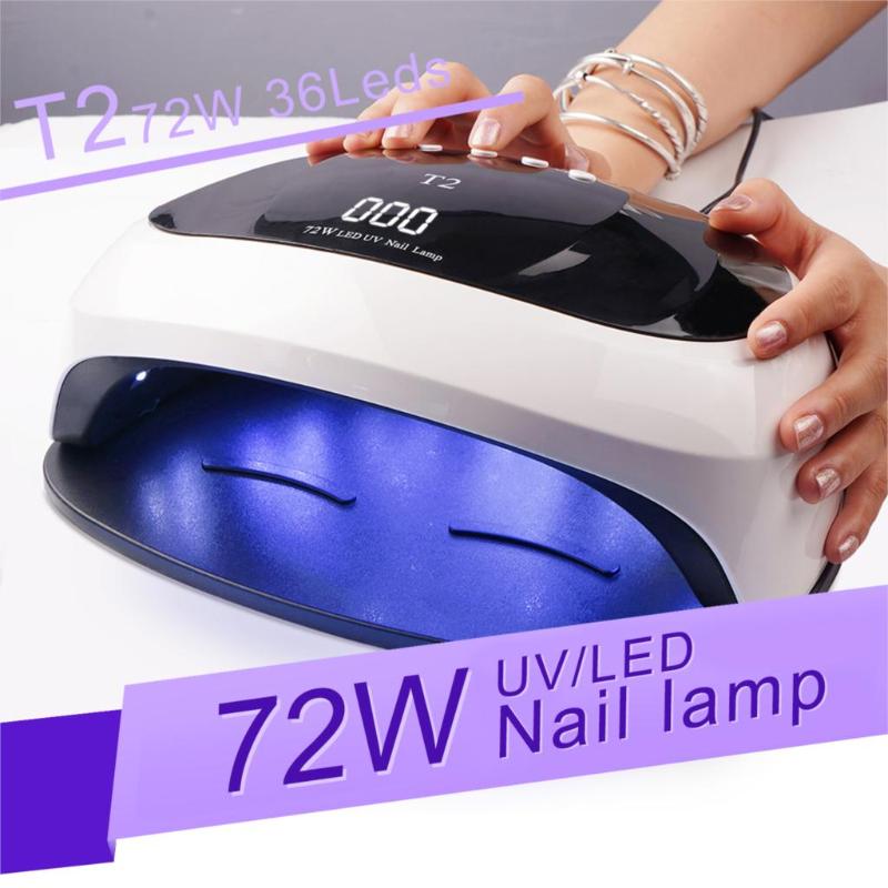 

Two Hand 72W UV Led Nail Lamp For Dryer UV Lamp Drying 36 Leds Nail For Curing Gel Polish Manicure Tool, Pink usb