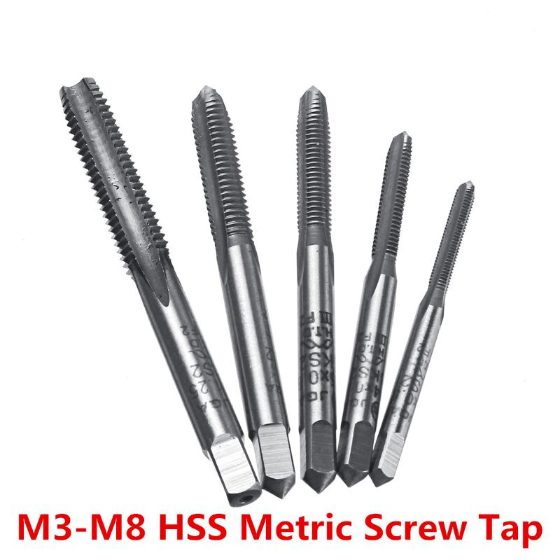 

3 Pcs Thread Taps Set Spiral Inch M3 M4 M5 M6 M8 Industrial Metric HSS Screw Right Hand Taps Drill Bits Tools Kit With Box