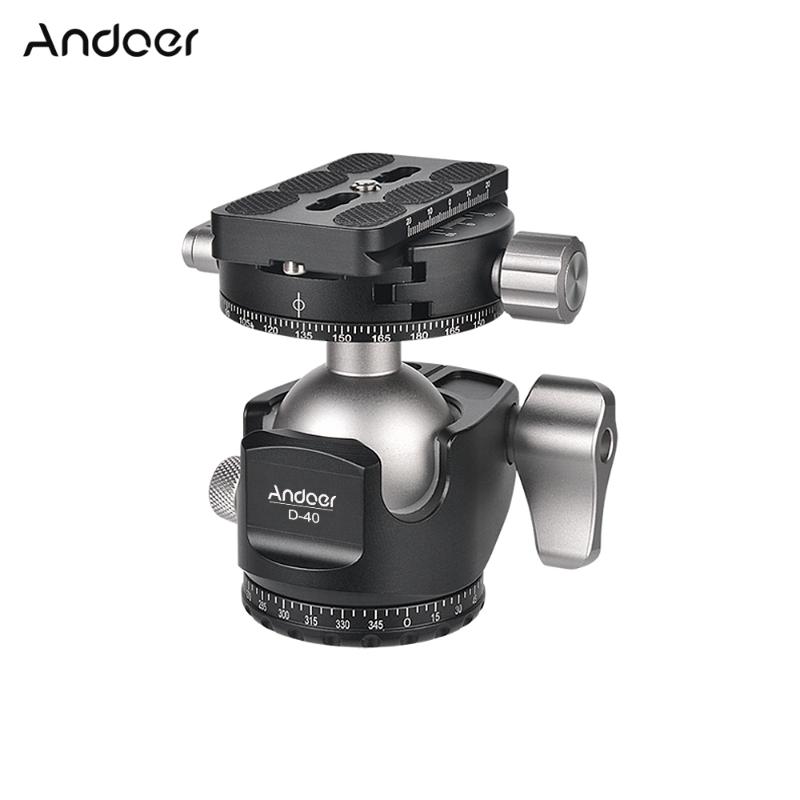 

Andoer D-40 Professional CNC Double Panoramic Tripod Monopod Ball Head for Canon Nikon DSLR ILDC Cameras Max Load Capacity 25kg