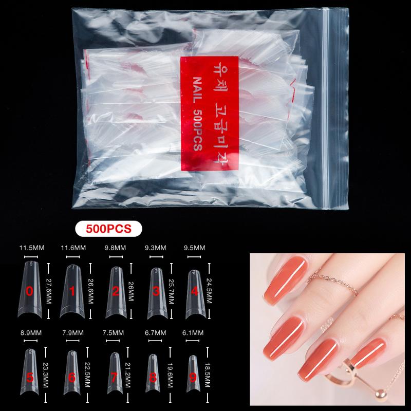 

600pcs Fake Nail tips 10 Sizes Stiletto French Acrylic False Nails Long Ballerina Clear/Natural/White False Coffin Nails Art Tip, 05