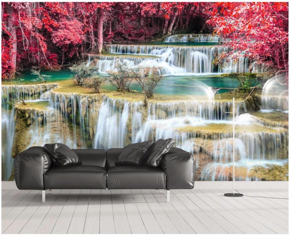 

Custom photo mural 3d wallpaper Maple forest river scenery tv background wall Home decor 3d wall murals wallpaper for walls 3 d, As pic