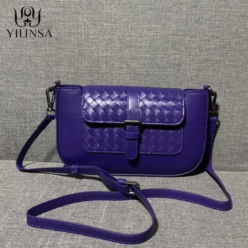 

YILINSA Luxury Shoulder Bags For Women 2020 Casual Sheepskin Genuine Leather Designer High Quality 8 Colors Crossbody Purse Bag, Black