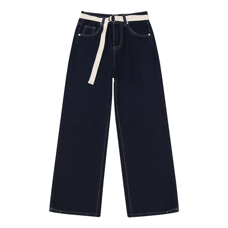 

Dark Blue Jeans Women' High Waist Pants Winter New Fashion Loose Washed Jeans Ladies High Quality Straight Pants