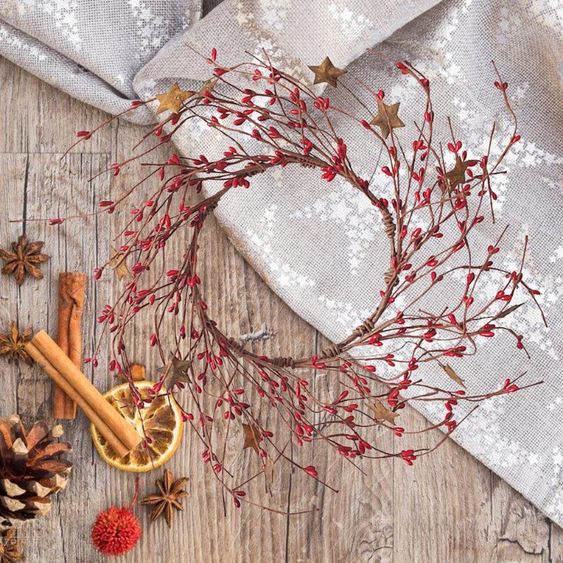 

Artificial Berries Garland Simulation Red Beads Wreath Christmas Wedding Home Party Hanging Decor Wall Door Window Decorations