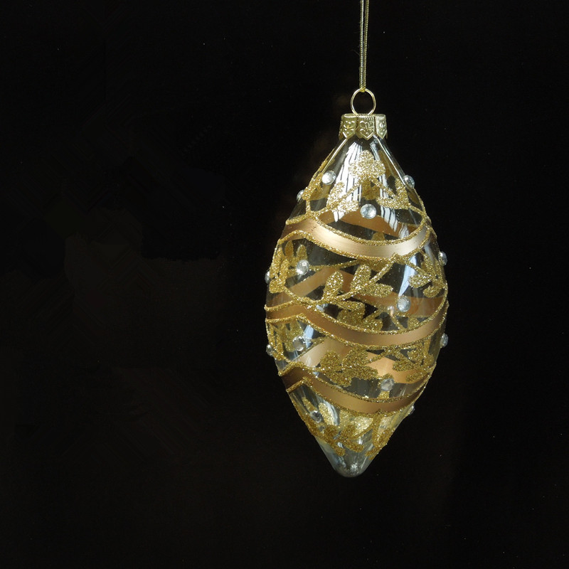 

18pcs/pack 6*12cm Hand Painting Hanging Glass Globe Gold Drawing Christmas Glass Pendant Festival Ornaments