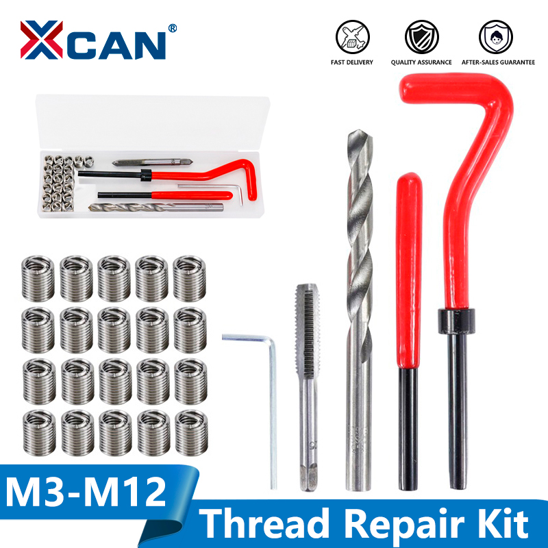 

XCAN 25pcs M3/M4/M5/M6/M7/M8/M10/M12/14 Thread Repair Tool Kit for Restoring Damaged Threads Spanner Wrench Twist Drill Bit Kit