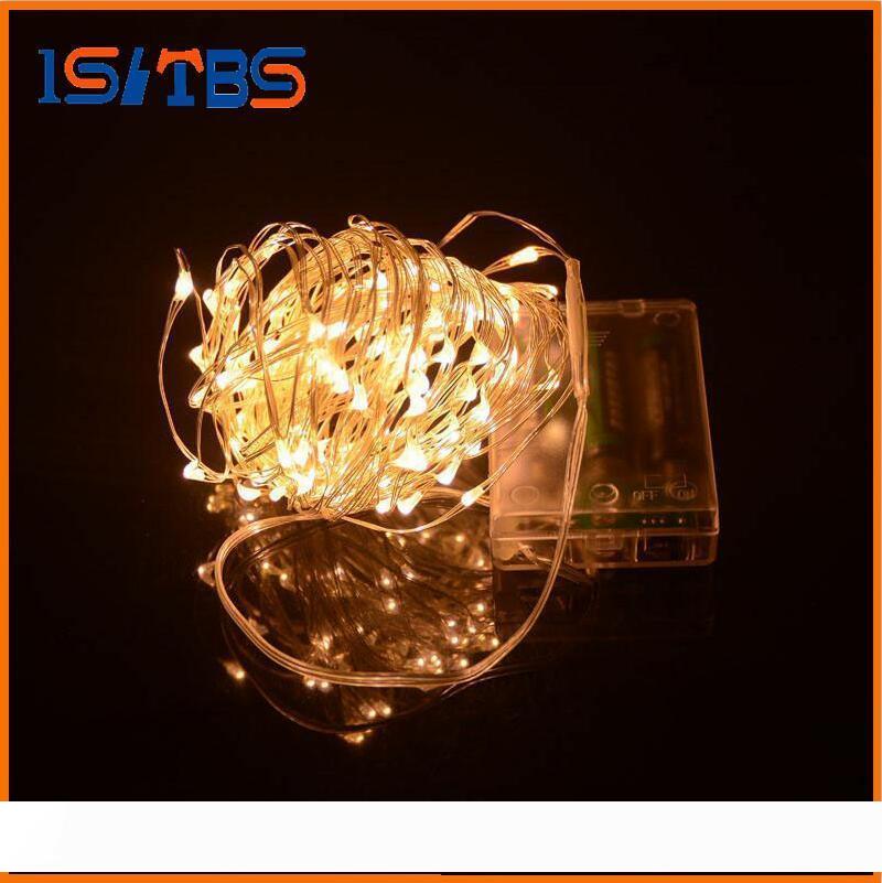 

2017 aa battery power operated led copper silver wire fairy lights string 50leds 5m christmas xmas home party decoration seed lamp outdoor