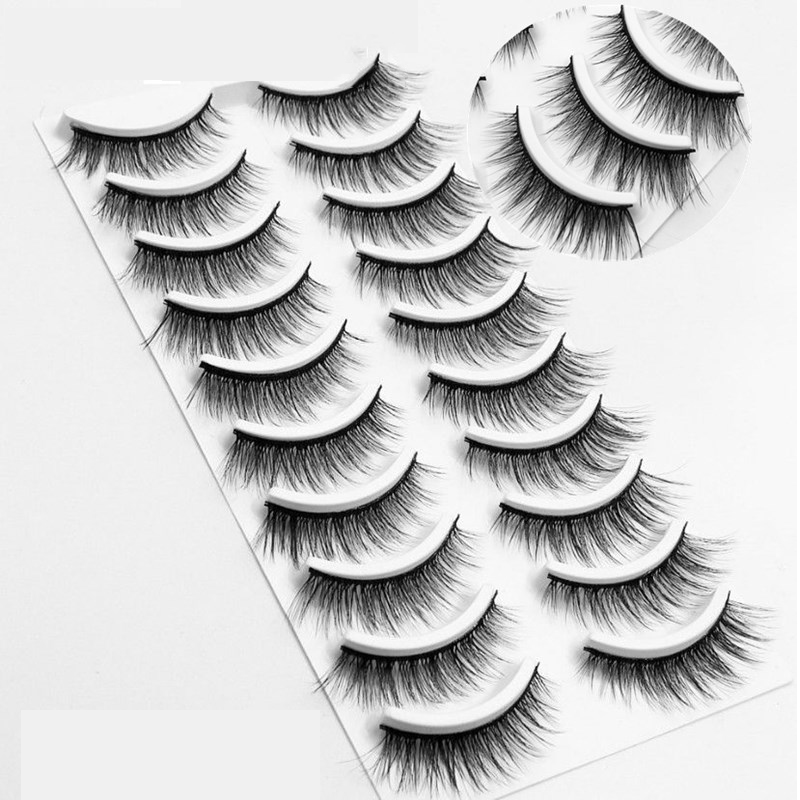 

NEW 10pair Handmade 3d mink eyelash short False Eyelashes Cross Messy Dense Natural Eyelashes Stage Makeup False