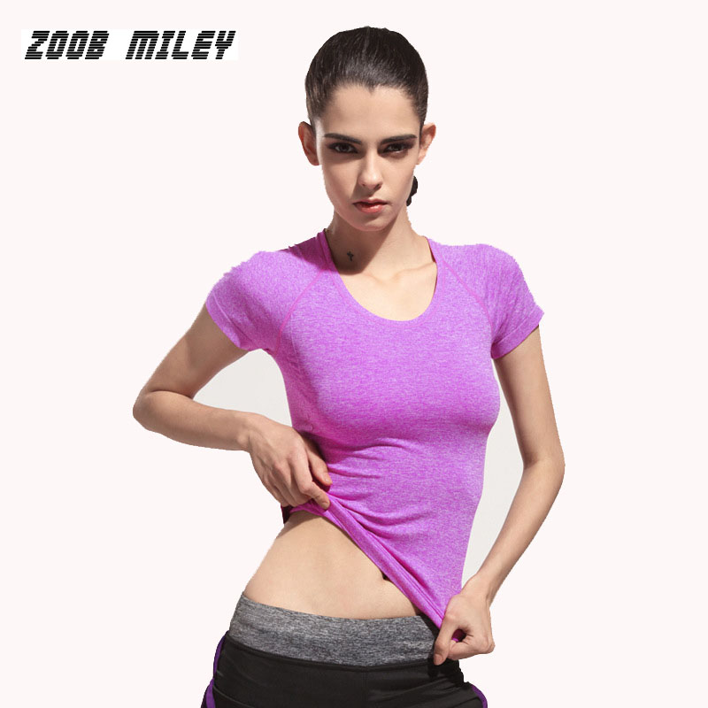 

Women Professional Yoga Shirt for Fitness Gym Sports Compression Tights Tees Short-sleeved Exercise Quick Drying Running Shirts, Pink