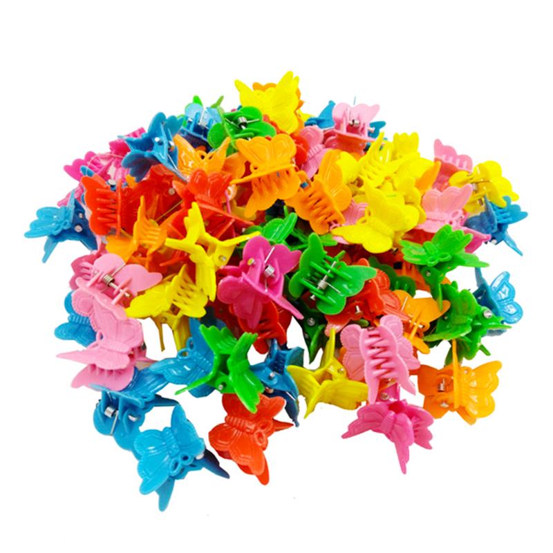 

100PCS Butterfly Hair Clips Grip Claw Barrettes Mixed Color Mini Clamps Jaw Hairpin Headdress Hair Styling Accessories Tool