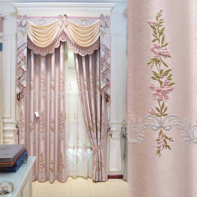 

European Style Curtains for Living Dining Room Bedroom High Precision Relief Jacquard Curtains Finished Product Customization, Tulle