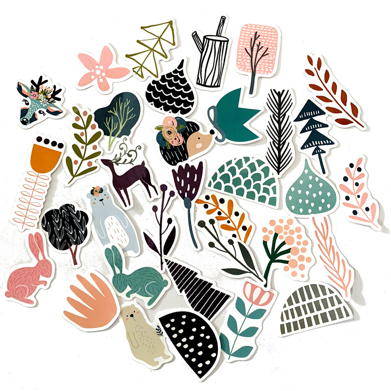 

5 Sets=250PCS Nordic Ins Simple Wind Cartoon Stickers Mobile Phone Stationery Water Cup Waterproof Stickers