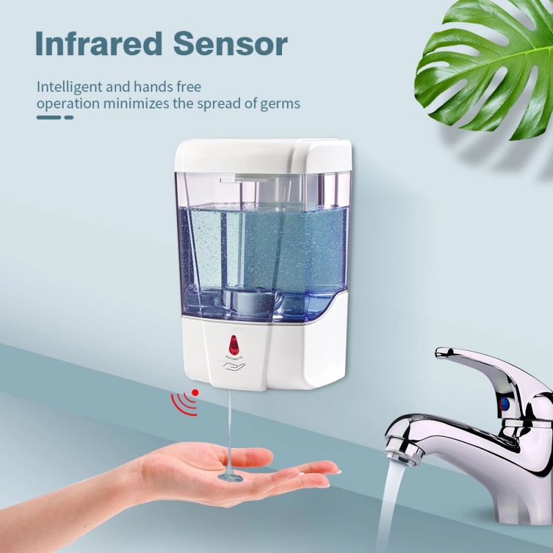 

700ml Soap Dispenser Battery Powered Wall-Mount Automatic IR Sensor Touch-free Kitchen Soap Lotions Pumps For Bathroom